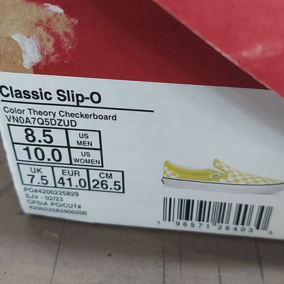Vans Classic Slip-on Color Theory Highlighter Yellow Checker Sneakers NIB - Picture 8 of 8